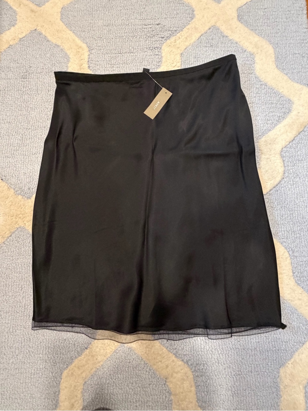 J. Crew Black Satin Pencil Skirt